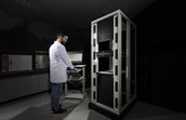 Person in front of MicroFluidic In-Chip cooling platvorm